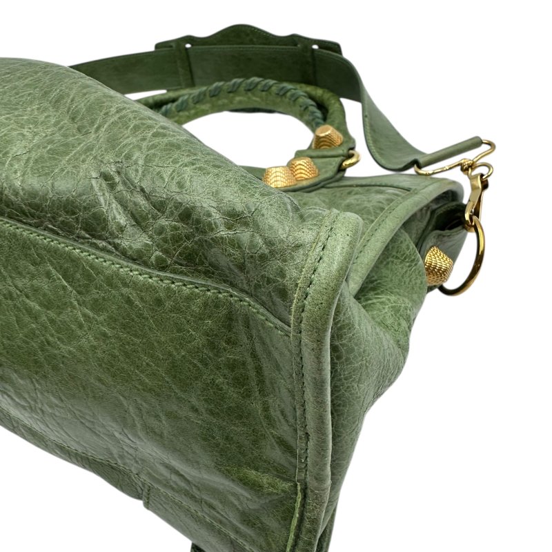 【美收精品】Balenciaga 巴黎世家綠色金釦City bag CT 機車包 C-299【隔月月中將轉賣至日本 上架期限30天】-7