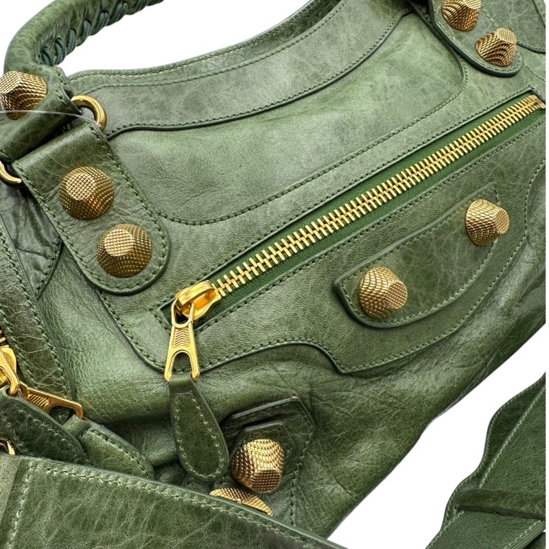 【美收精品】Balenciaga 巴黎世家綠色金釦City bag CT 機車包 C-299【隔月月中將轉賣至日本 上架期限30天】-9