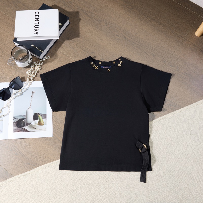 ❤️LV 金扣設計圓領百搭T-Shirt✨-0
