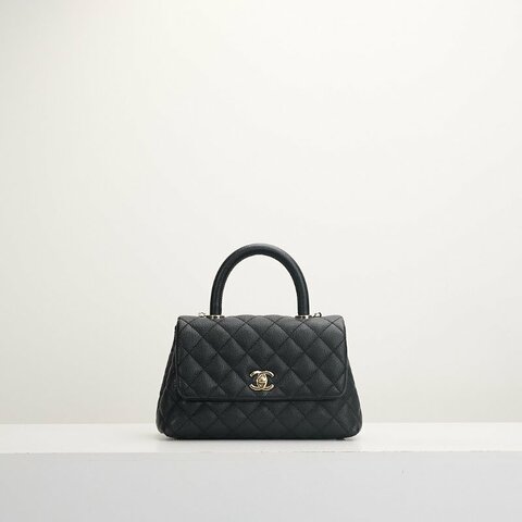 二手Chanel coco handle 24小號/黑金牛