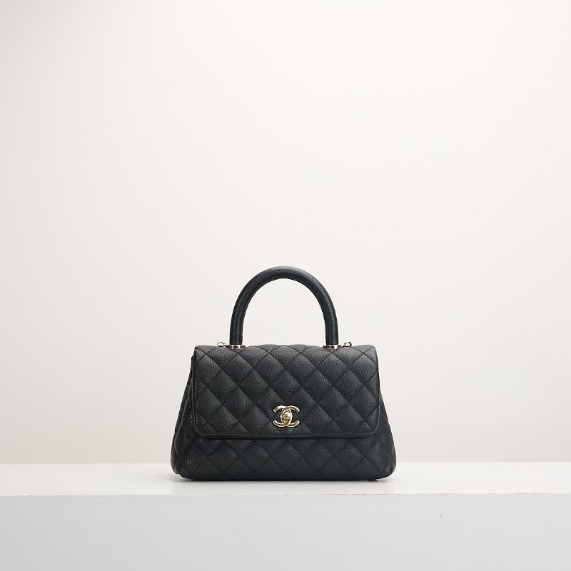 二手Chanel coco handle 24小號/黑金牛-0