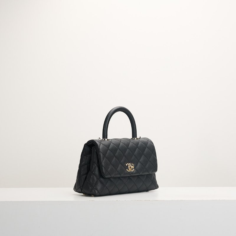 二手Chanel coco handle 24小號/黑金牛-1