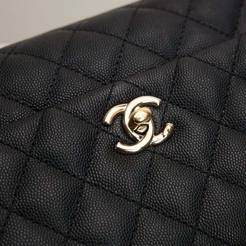 二手Chanel coco handle 24小號/黑金牛-4