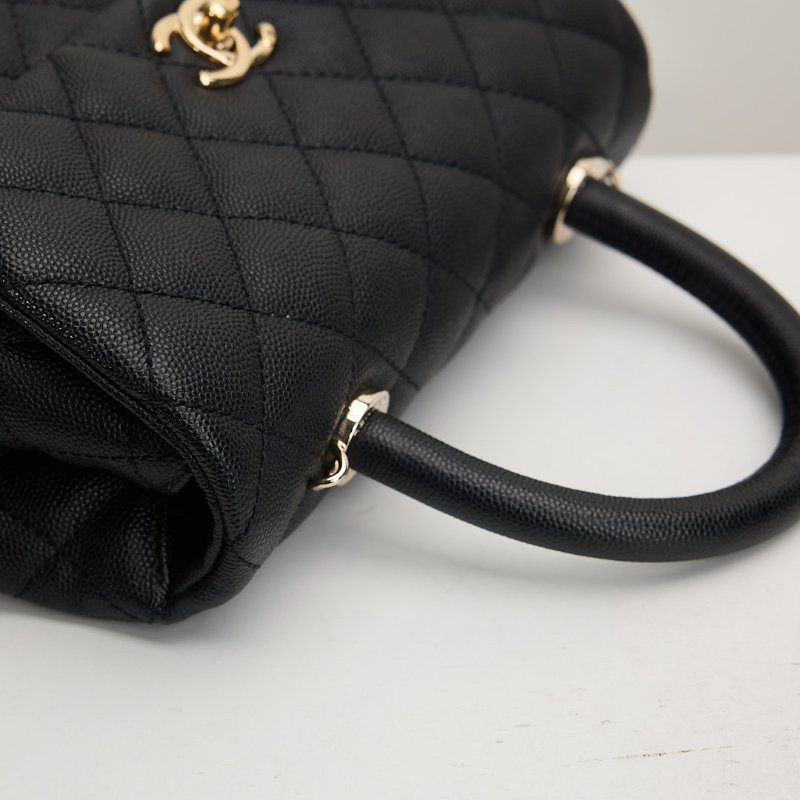 二手Chanel coco handle 24小號/黑金牛-11