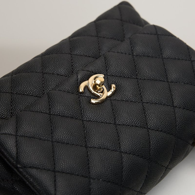 二手Chanel coco handle 24小號/黑金牛-12