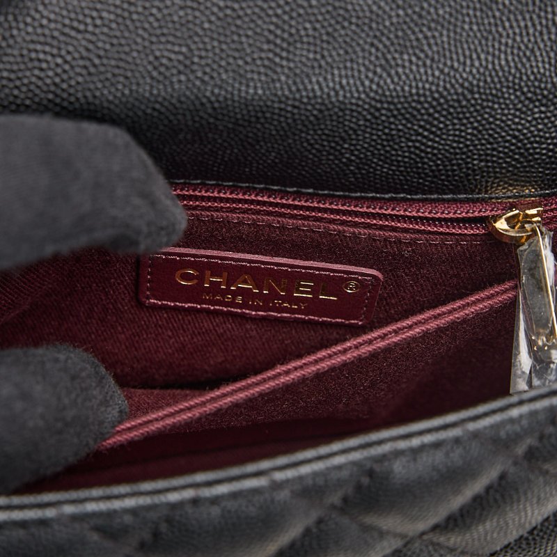二手Chanel coco handle 24小號/黑金牛-22