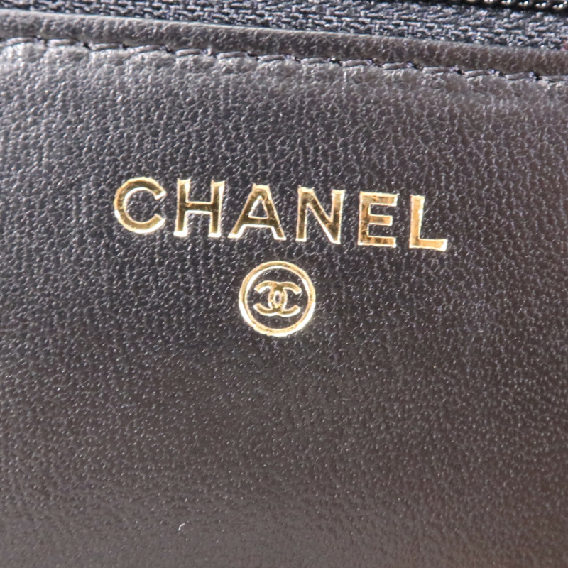 CHANEL 羊皮皮革WOC Wallet On Chain金扣鏈帶肩背袋-5