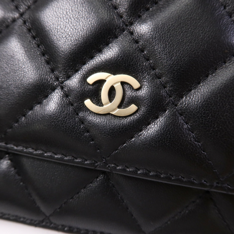 CHANEL 羊皮皮革WOC Wallet On Chain金扣鏈帶肩背袋-6