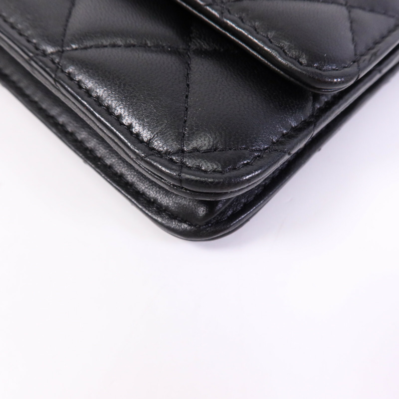 CHANEL 羊皮皮革WOC Wallet On Chain金扣鏈帶肩背袋-9