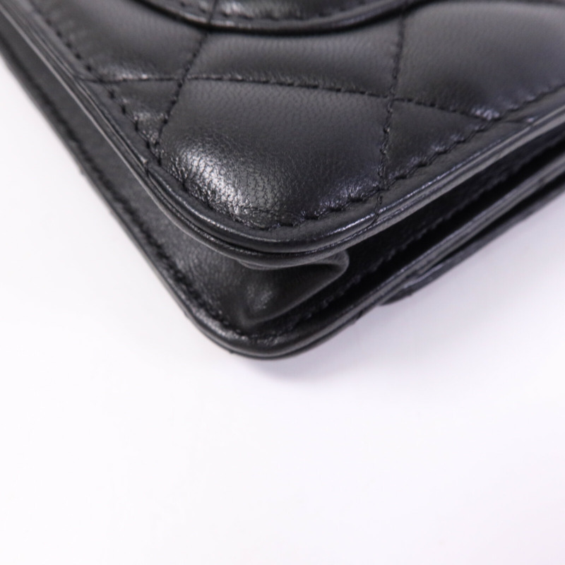 CHANEL 羊皮皮革WOC Wallet On Chain金扣鏈帶肩背袋-10