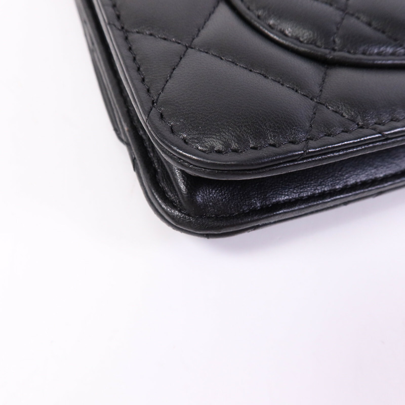 CHANEL 羊皮皮革WOC Wallet On Chain金扣鏈帶肩背袋-11