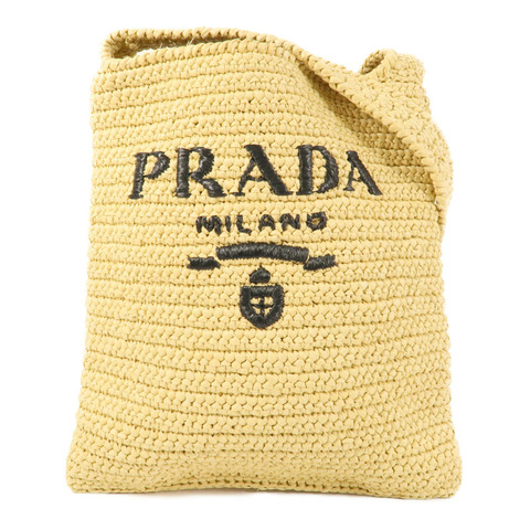 PRADA Raffia Crochet金扣肩背袋