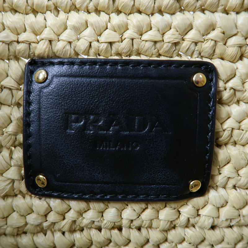 PRADA Raffia Crochet金扣肩背袋-5
