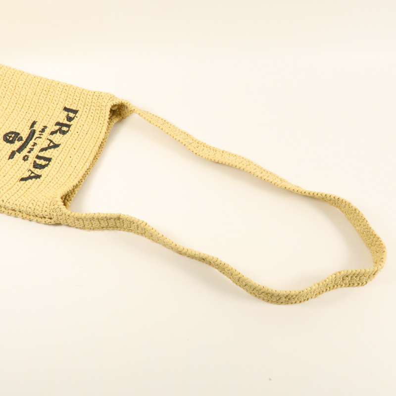 PRADA Raffia Crochet金扣肩背袋-6