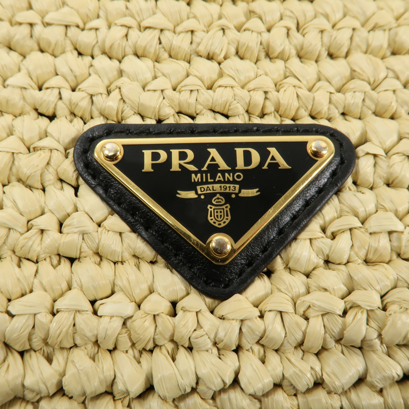 PRADA Raffia Crochet金扣肩背袋-7