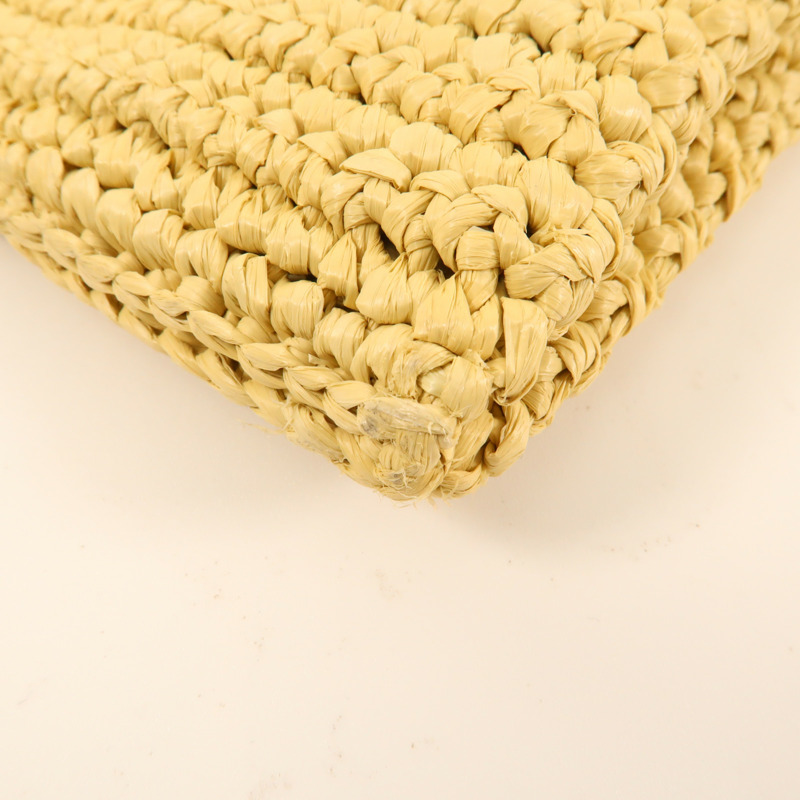 PRADA Raffia Crochet金扣肩背袋-11