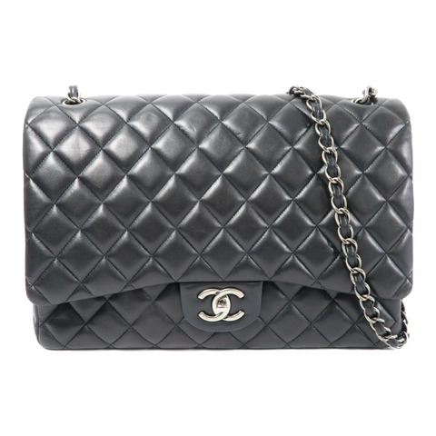 CHANEL 羊皮皮革Maxi Classic銀扣鏈帶肩背袋