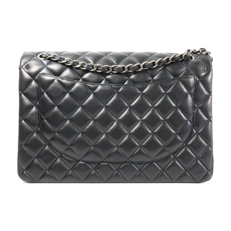 CHANEL 羊皮皮革Maxi Classic銀扣鏈帶肩背袋-1