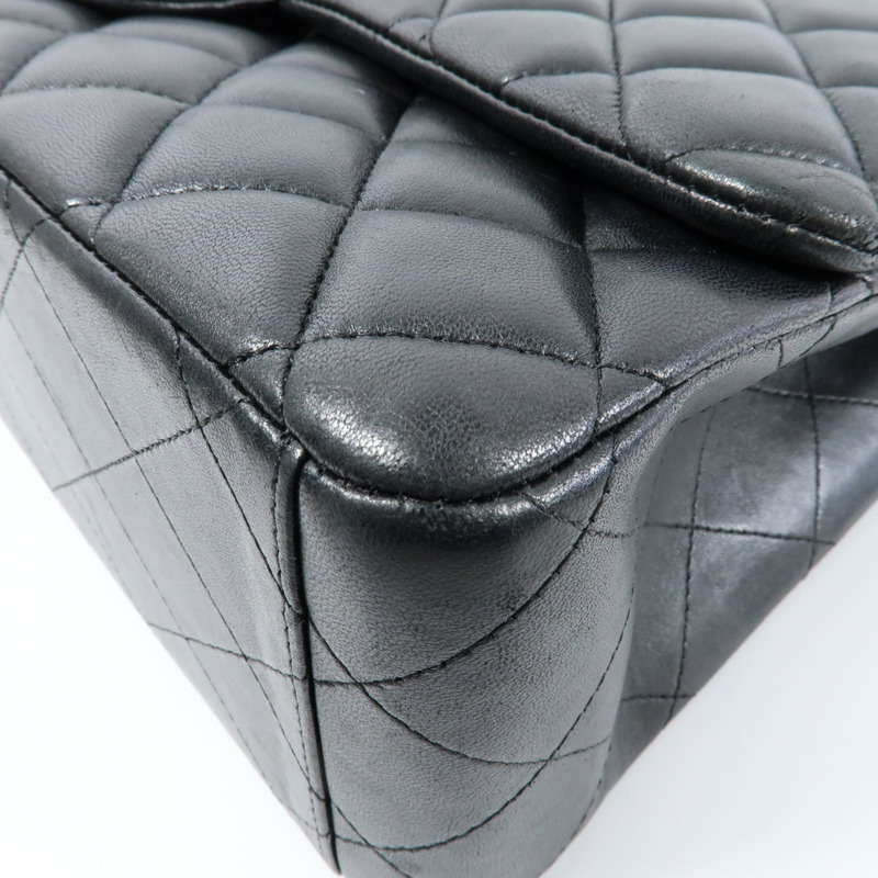 CHANEL 羊皮皮革Maxi Classic銀扣鏈帶肩背袋-9