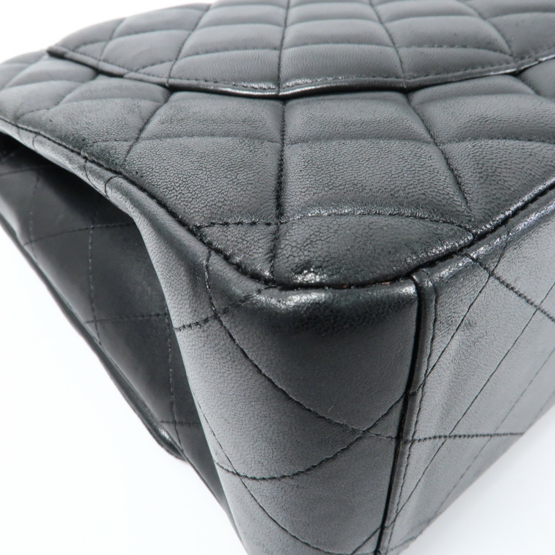 CHANEL 羊皮皮革Maxi Classic銀扣鏈帶肩背袋-10