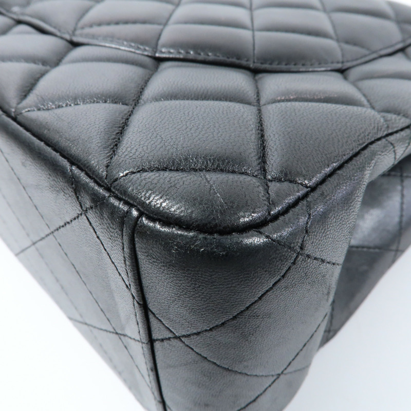 CHANEL 羊皮皮革Maxi Classic銀扣鏈帶肩背袋-11