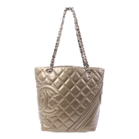 CHANEL 牛皮皮革Cambon Hand Bag銀扣鏈帶肩背袋