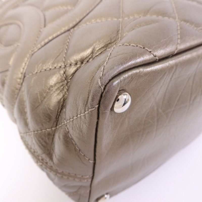 CHANEL 牛皮皮革Cambon Hand Bag銀扣鏈帶肩背袋-11