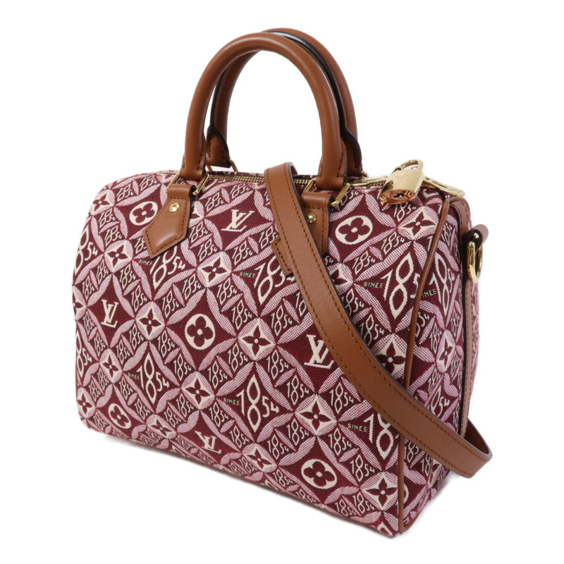 LOUIS VUITTON Jacquard Since 1854 Speedy Bandouliere 25金扣手挽肩背兩用袋-2