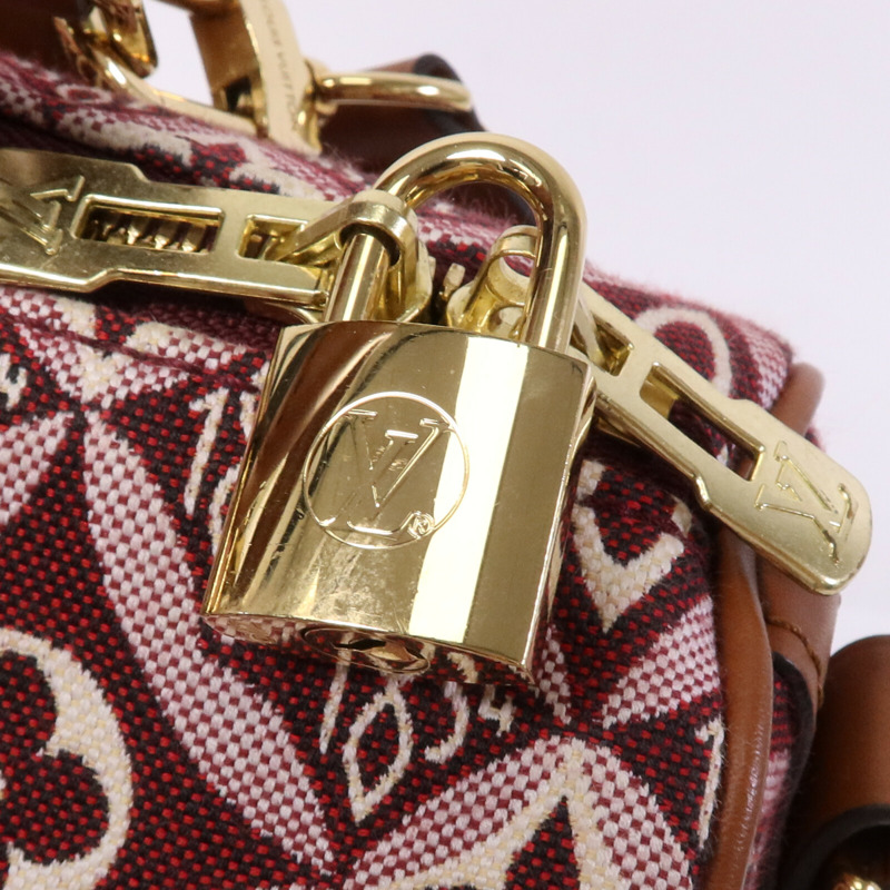 LOUIS VUITTON Jacquard Since 1854 Speedy Bandouliere 25金扣手挽肩背兩用袋-6
