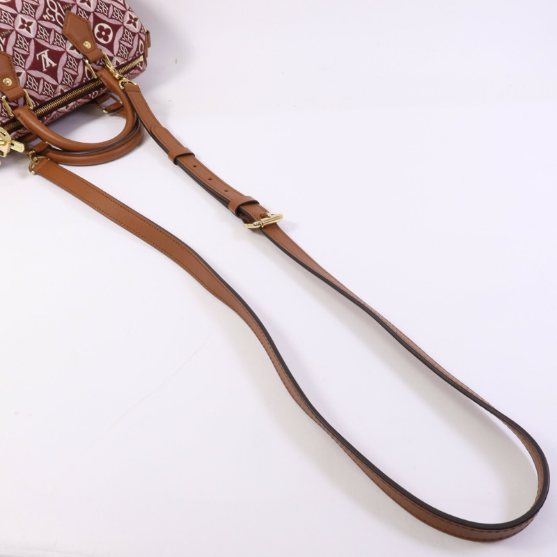 LOUIS VUITTON Jacquard Since 1854 Speedy Bandouliere 25金扣手挽肩背兩用袋-9