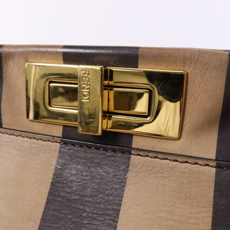 FENDI 皮革Peekaboo Iconic Medium金扣手挽肩背兩用袋-7