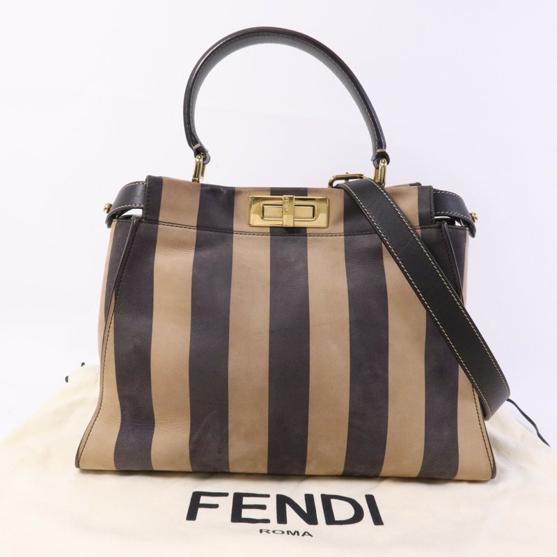 FENDI 皮革Peekaboo Iconic Medium金扣手挽肩背兩用袋-10