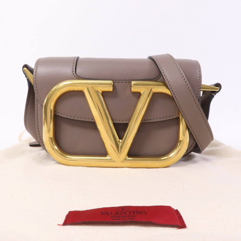 Valentino 牛皮皮革VLogo SuperVee金扣肩背袋-8