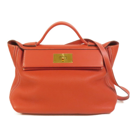 HERMES Togo皮革24/24 29cm金扣手挽肩背兩用袋Sanguine