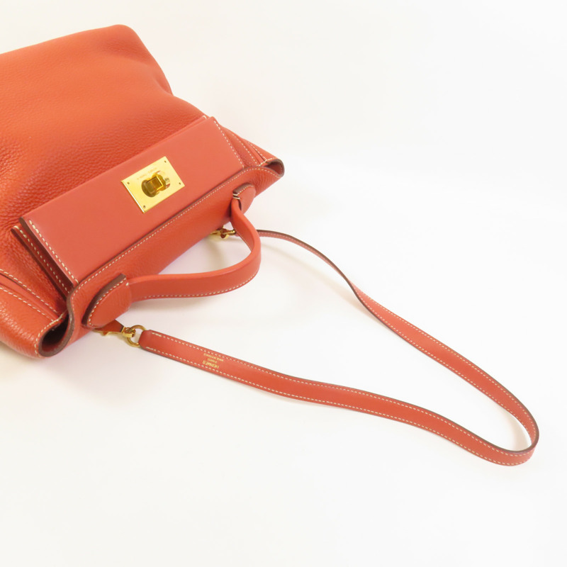 HERMES Togo皮革24/24 29cm金扣手挽肩背兩用袋Sanguine-5