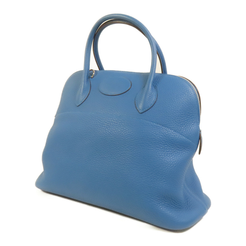 HERMES Clemence皮革Bolide 35銀扣手挽肩背兩用袋Bleu Izmir-2