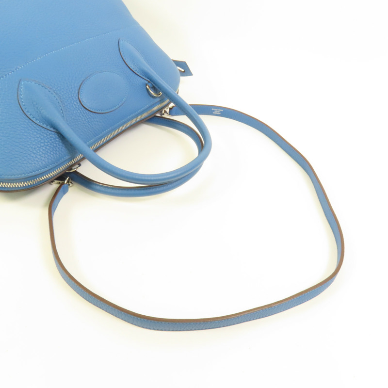 HERMES Clemence皮革Bolide 35銀扣手挽肩背兩用袋Bleu Izmir-5