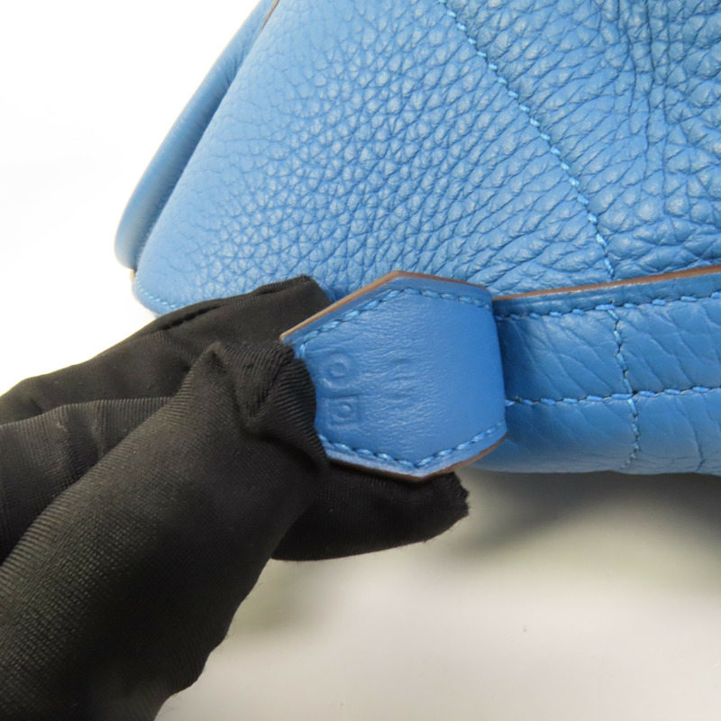 HERMES Clemence皮革Bolide 35銀扣手挽肩背兩用袋Bleu Izmir-8