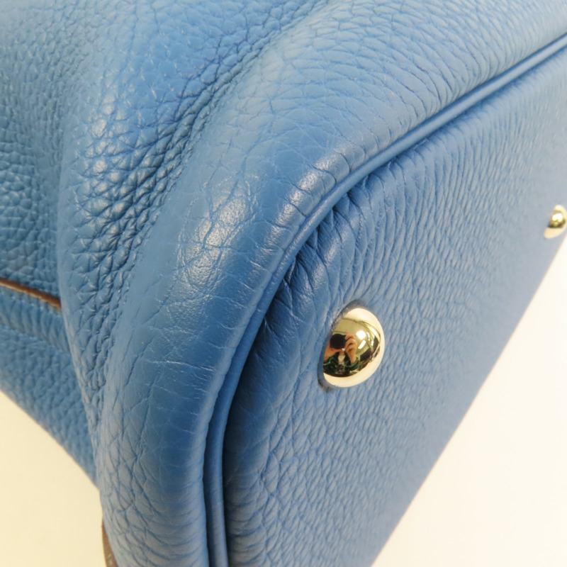 HERMES Clemence皮革Bolide 35銀扣手挽肩背兩用袋Bleu Izmir-12