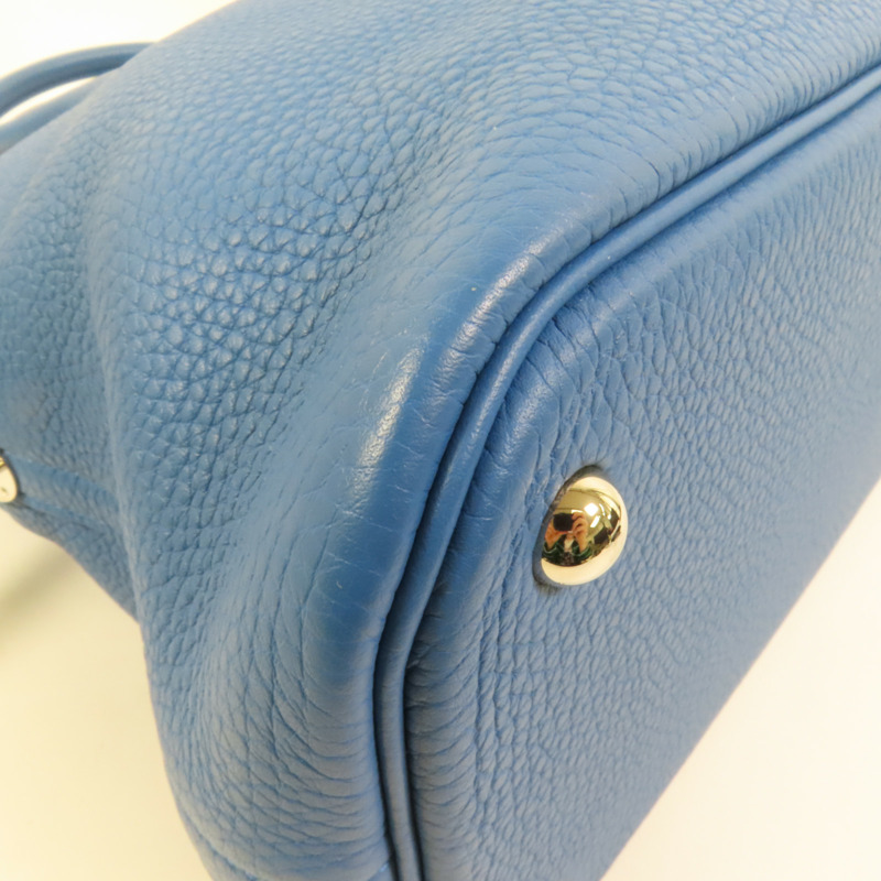 HERMES Clemence皮革Bolide 35銀扣手挽肩背兩用袋Bleu Izmir-14