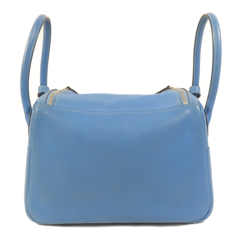 HERMES Swift皮革Lindy 26銀扣手挽肩背兩用袋Bleu Pardis-1