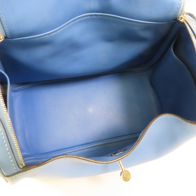 HERMES Swift皮革Lindy 26銀扣手挽肩背兩用袋Bleu Pardis-4