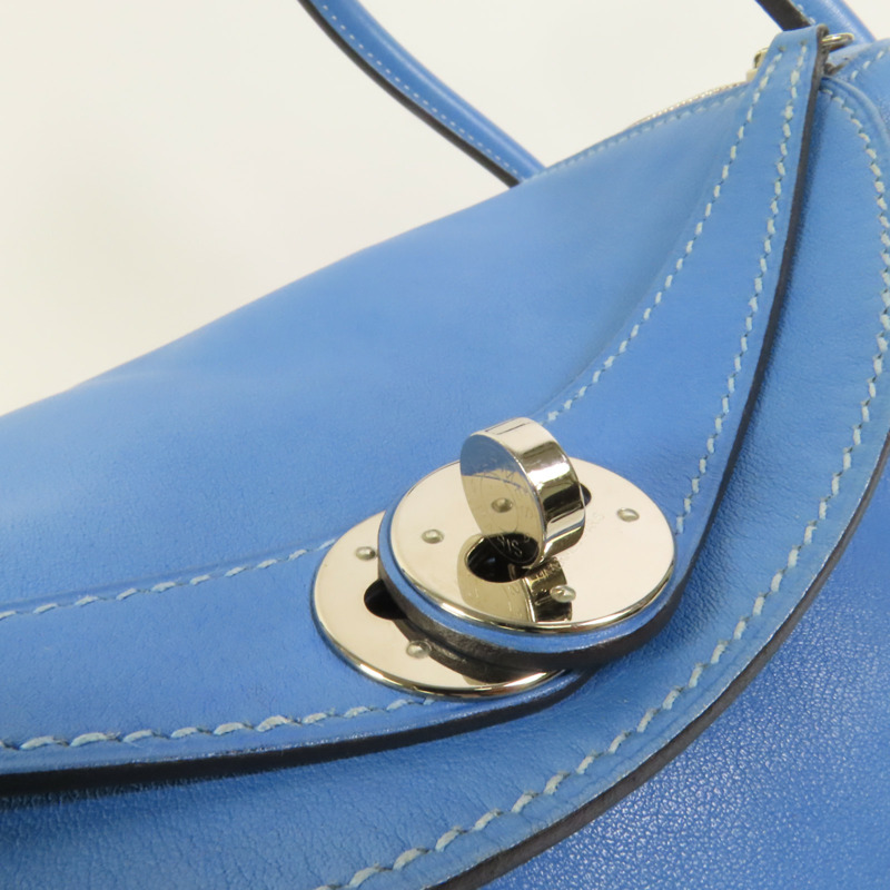HERMES Swift皮革Lindy 26銀扣手挽肩背兩用袋Bleu Pardis-6