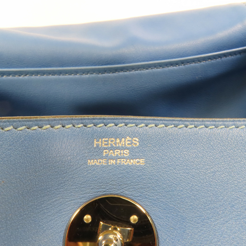 HERMES Swift皮革Lindy 26銀扣手挽肩背兩用袋Bleu Pardis-7