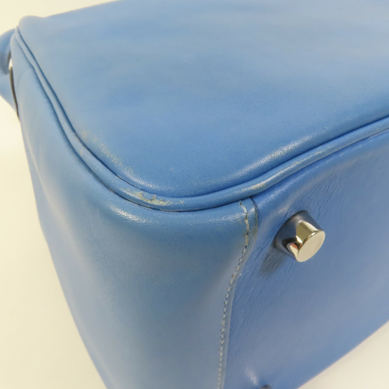 HERMES Swift皮革Lindy 26銀扣手挽肩背兩用袋Bleu Pardis-10
