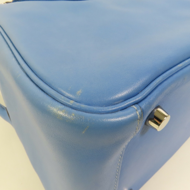 HERMES Swift皮革Lindy 26銀扣手挽肩背兩用袋Bleu Pardis-12