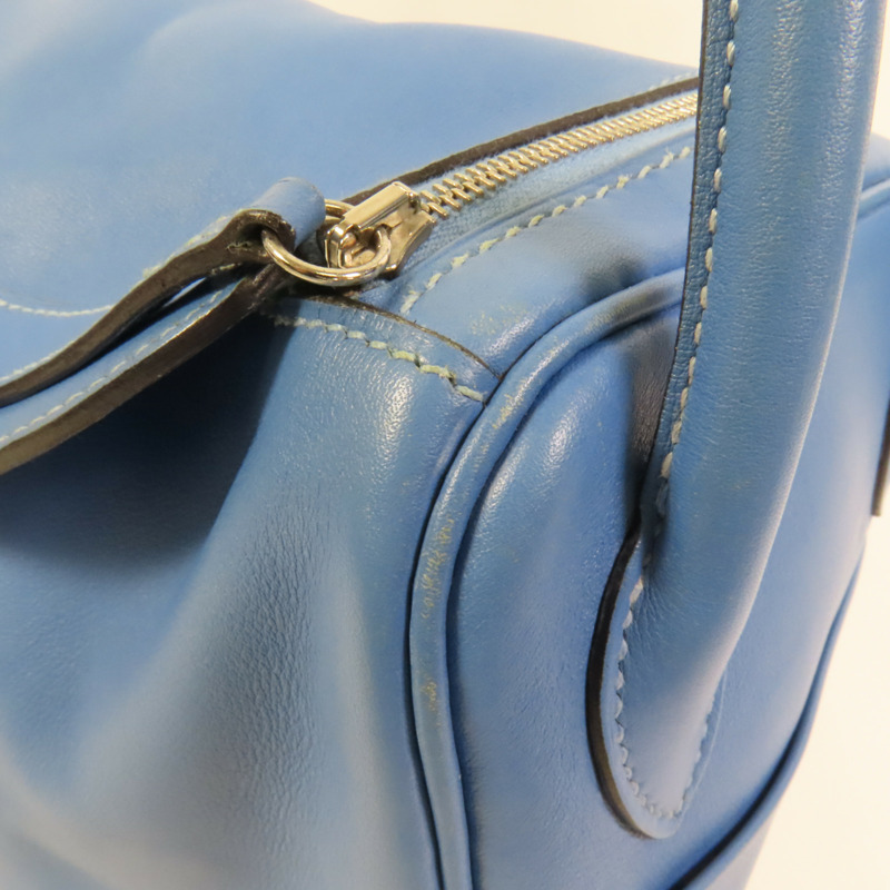 HERMES Swift皮革Lindy 26銀扣手挽肩背兩用袋Bleu Pardis-14