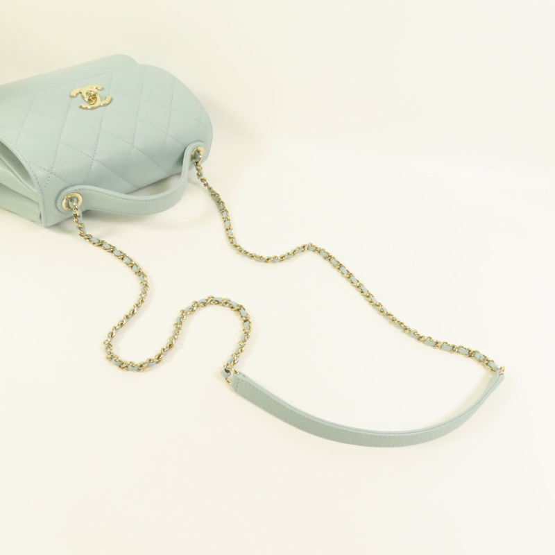 CHANEL 牛皮皮革Business Affinity Small金扣鏈帶手挽肩背兩用袋-5