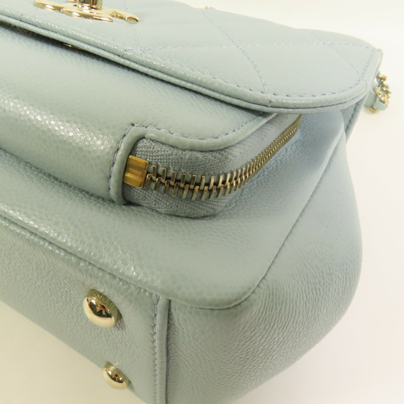 CHANEL 牛皮皮革Business Affinity Small金扣鏈帶手挽肩背兩用袋-10