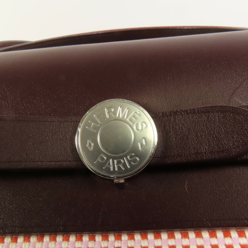 HERMES 帆布Herbag PM銀扣手挽肩背兩用袋Brique-6